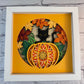 Cat in the pumpkin patch 3D paper art shadowbox