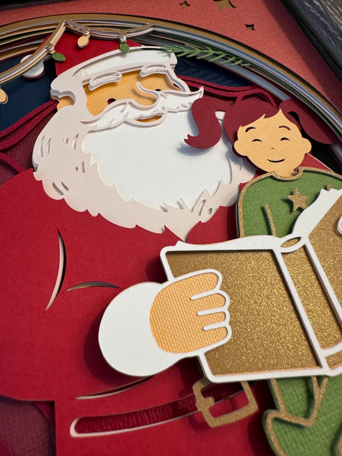 Story time Santa 3D paper art shadowbox