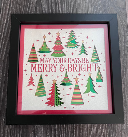 May your days be merry and bright 3D paper art in a shadowbox