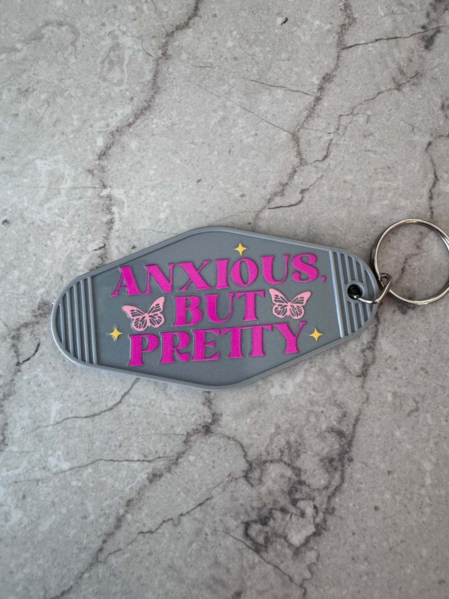 Anxious but pretty retro motel keychain