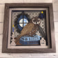Owl with potions and brew books 3D paper art in a shadowbox