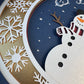 Snowman on crescent moon 3D paper art shadowbox