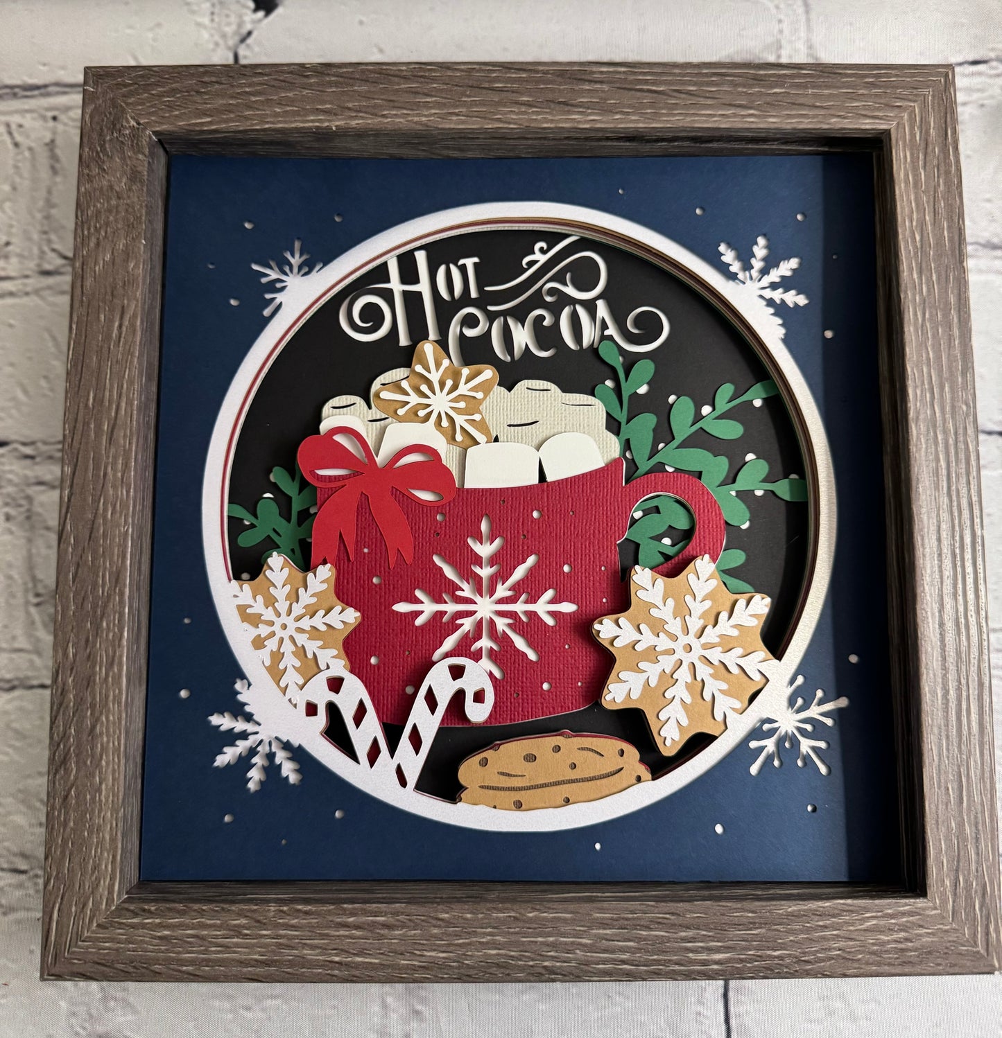 Hot cocoa mug 3D paper art shadowbox