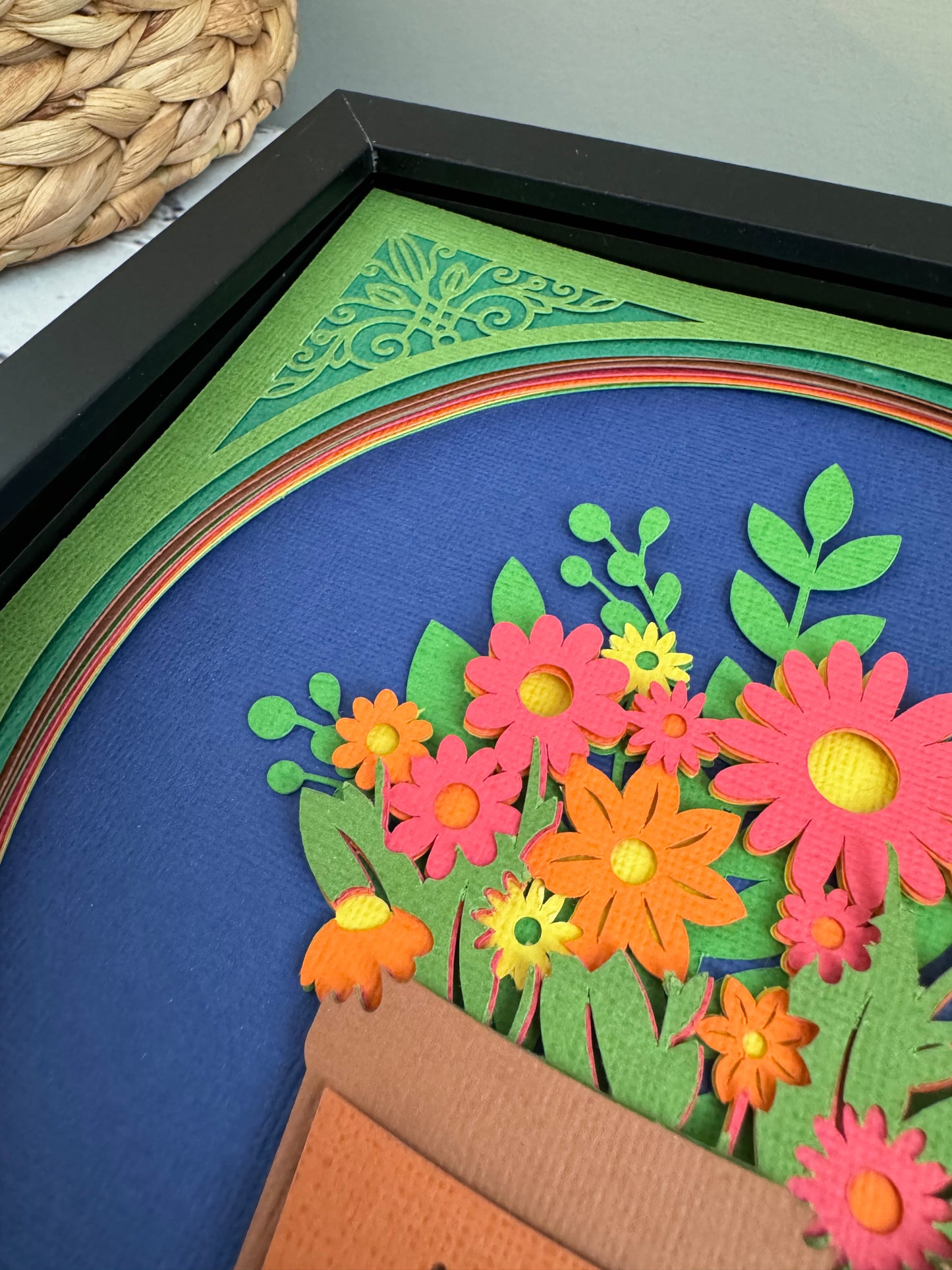 You are enough flowers 3D paper art in a shadowbox