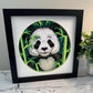 Panda with bamboo 3D paper art in a shadowbox