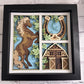 Horse with barn and horseshoe 3D paper art in a shadowbox