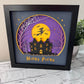 Purple hocus pocus witch flying design 3D paper art in a shadowbox