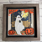 Ghost with coffee on swing 3D paper art shadowbox