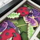 Ladybug and flowers design 3D paper art in a shadowbox