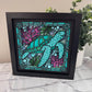 Stained glass sea turtle 3D paper art in a shadowbox