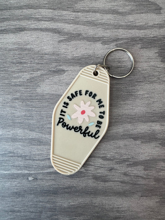 It is safe for me to be powerful retro motel keychain