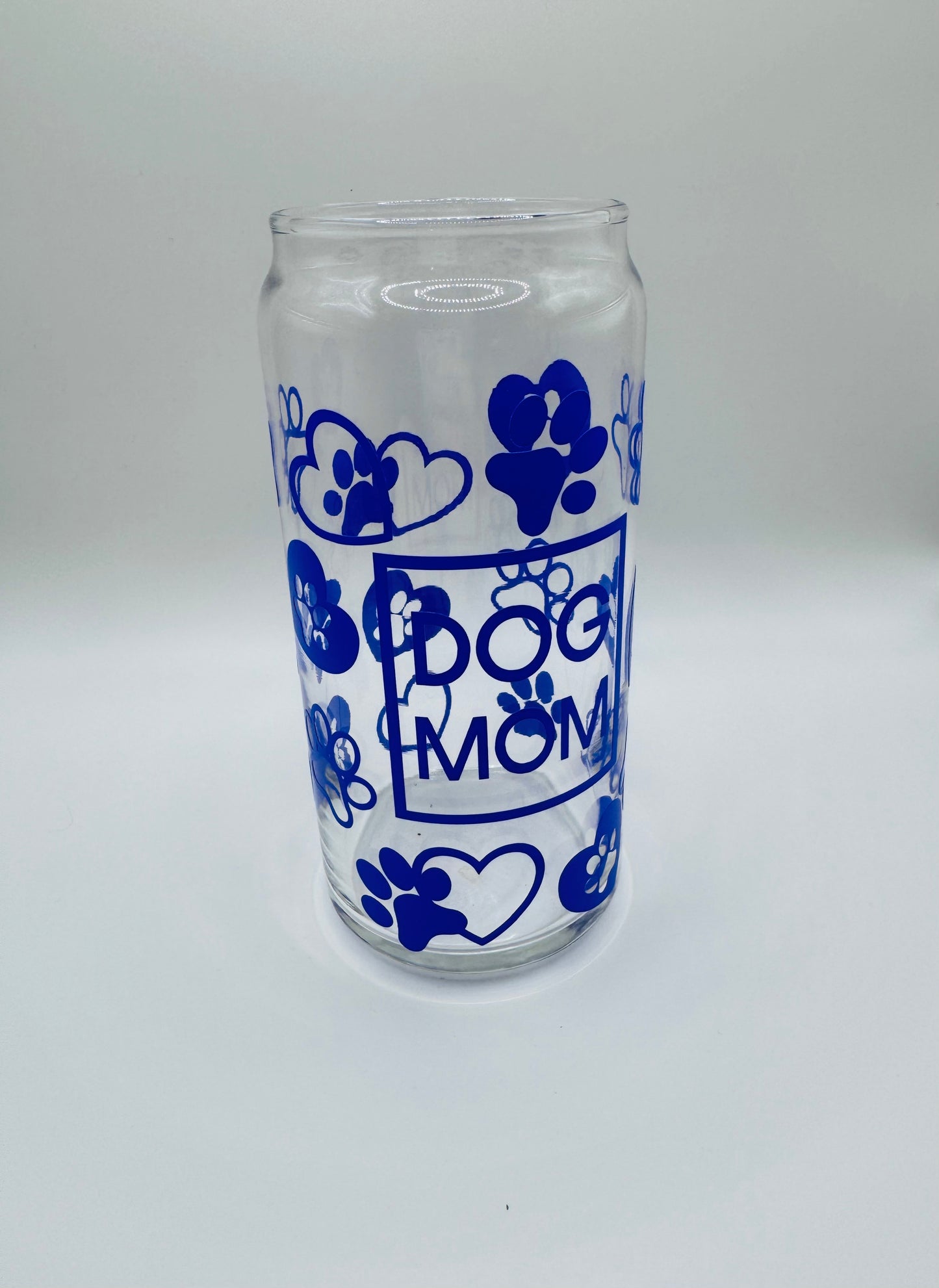 Dog mom beer can glass