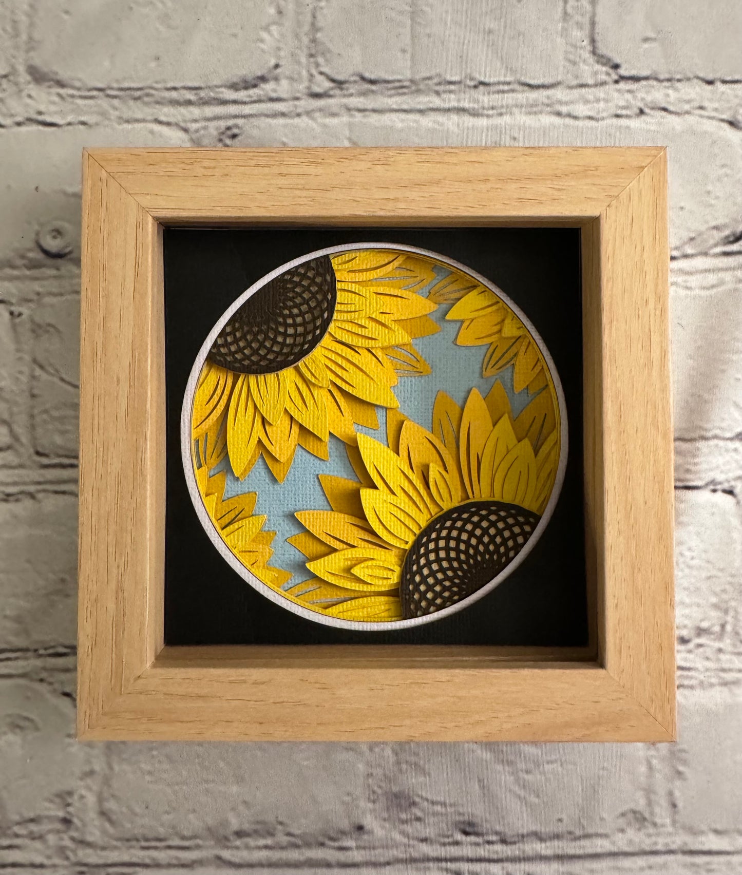 Sunflowers mini 3D paper art in a shadowbox