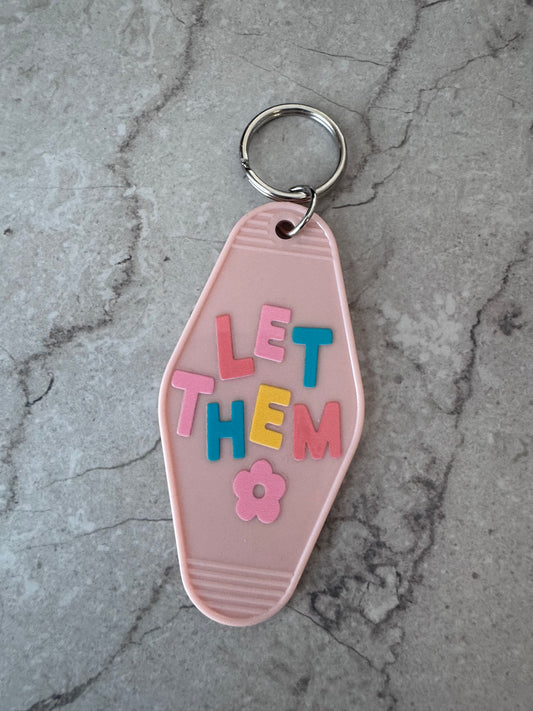 Let them retro motel keychain