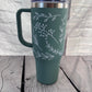 Floral outline 40oz handle tumbler with straw and slide lid