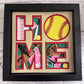 Home- Softball 3D paper art in a shadowbox