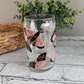 Pink and black moth beer can glass