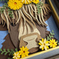 Highland cow close up mini 3D paper art in a shadowbox