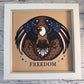 Freedom eagle 3D paper art in a shadowbox