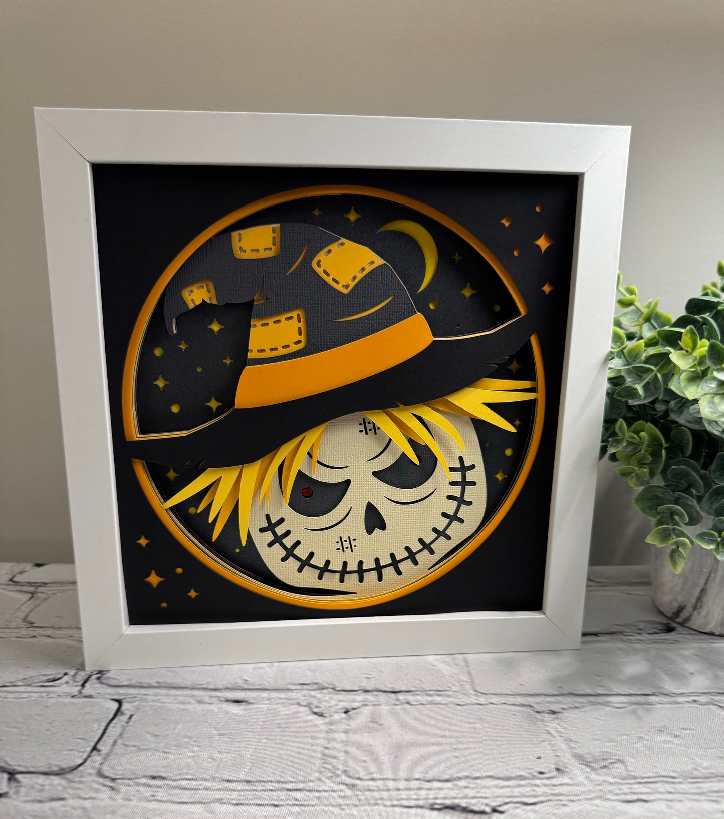 Creepy trio- scarecrow 3D paper art shadowbox