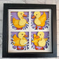 Ducklings in four panels 3D paper art in a shadowbox