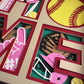 Home- Softball 3D paper art in a shadowbox