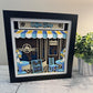 Coffee shop 3D paper art in a shadowbox