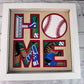 Home- Baseball 3D paper art in a shadowbox