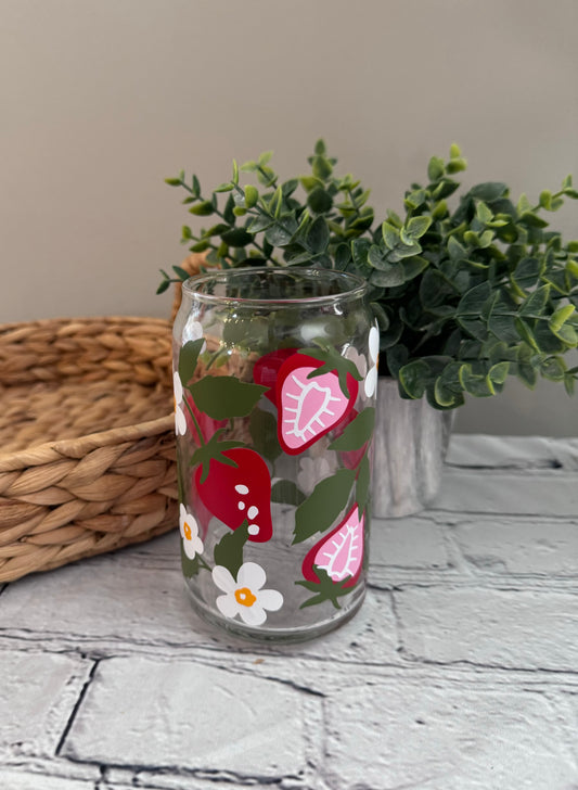 Strawberry beer can glass