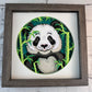 Panda with bamboo 3D paper art in a shadowbox