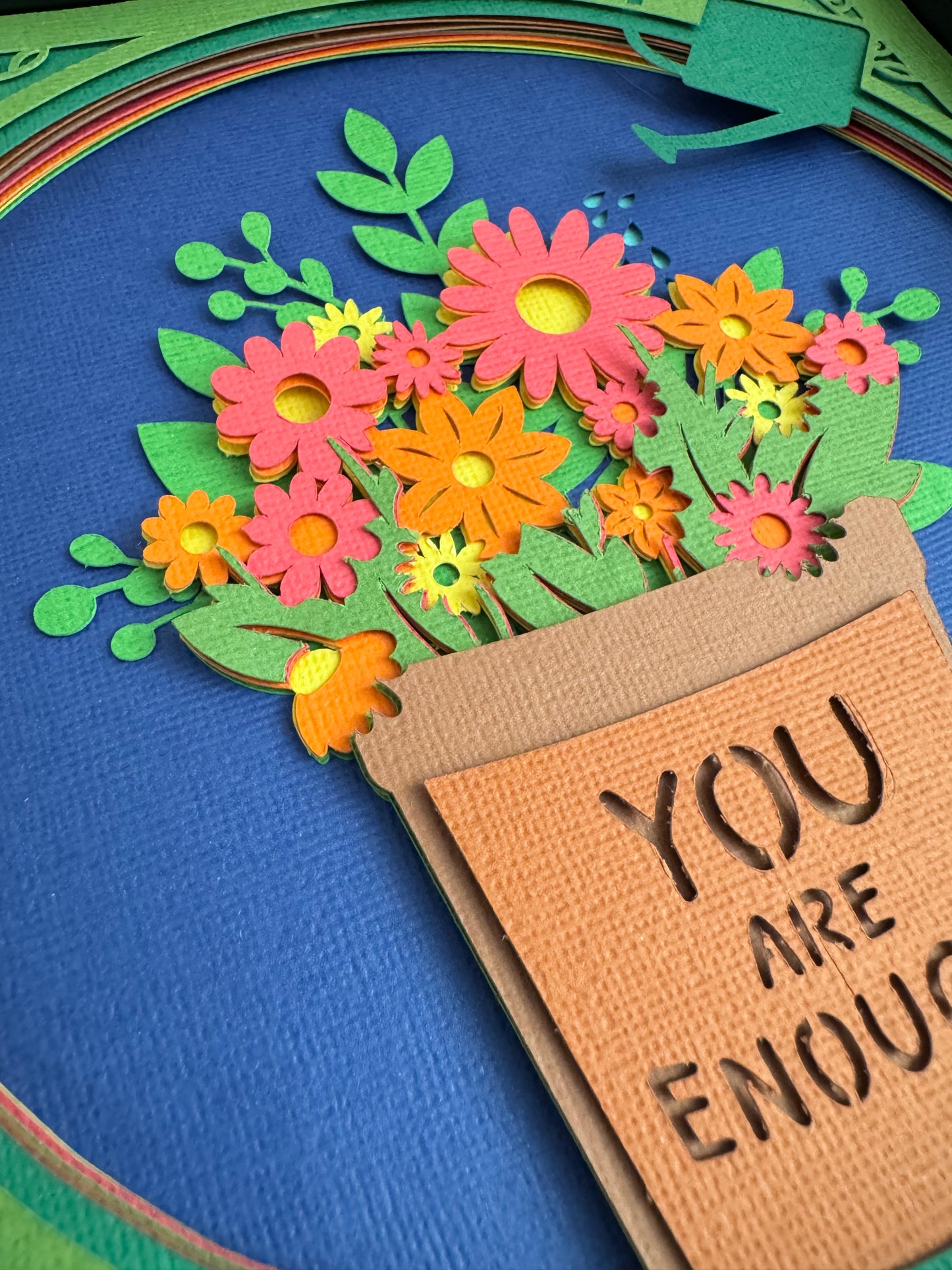 You are enough flowers 3D paper art in a shadowbox