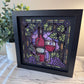Stained glass wine 3D paper art in a shadowbox