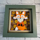 Fall fox mini 3D paper art in a shadowbox