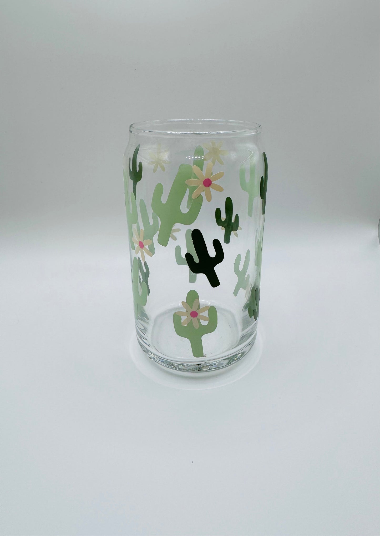 Boho cactus beer can glass