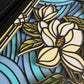 Stained glass magnolia 3D paper art in a shadowbox