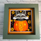 Fall raccoon in a pumpkin mini 3D paper art in a shadowbox