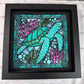 Stained glass sea turtle 3D paper art in a shadowbox