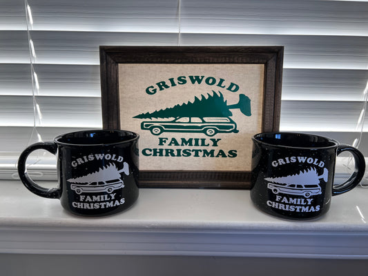 Griswold family Christmas ceramic camping mug