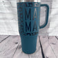 Mama leopard print 40oz handle tumbler with straw and slide lid