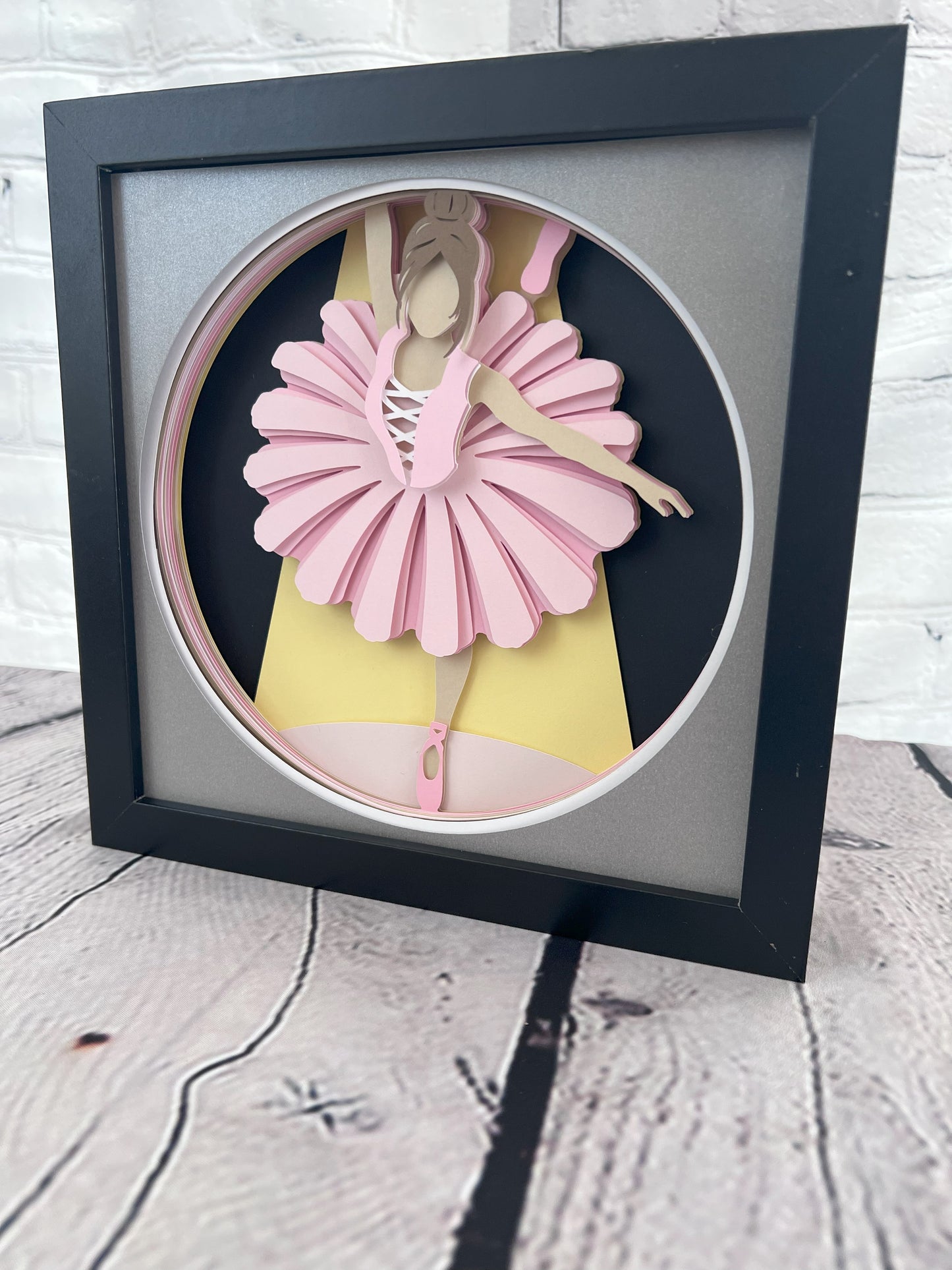 Ballerina 3D paper art in a shadowbox