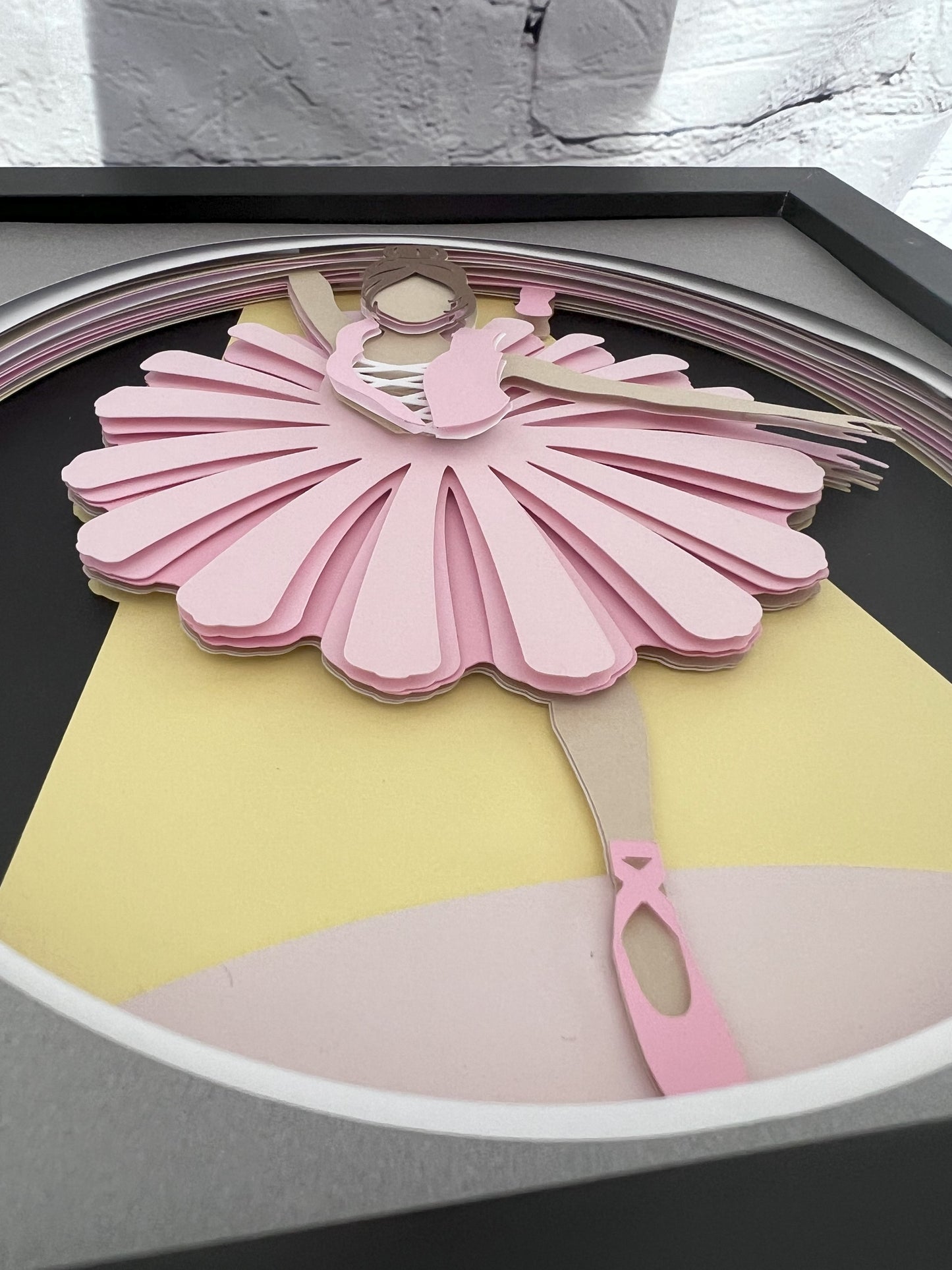 Ballerina 3D paper art in a shadowbox