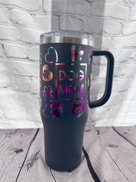 Dog mom 40oz tumbler with handle