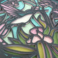 Stained glass hummingbird 3D paper art in a shadowbox
