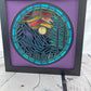 Stained glass purple mountain 3D paper art in a shadowbox
