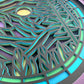 Stained glass purple mountain 3D paper art in a shadowbox