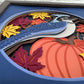 Fall blue jay 3D paper art in a shadowbox