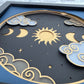 Celestial sky 3D paper art in a shadowbox