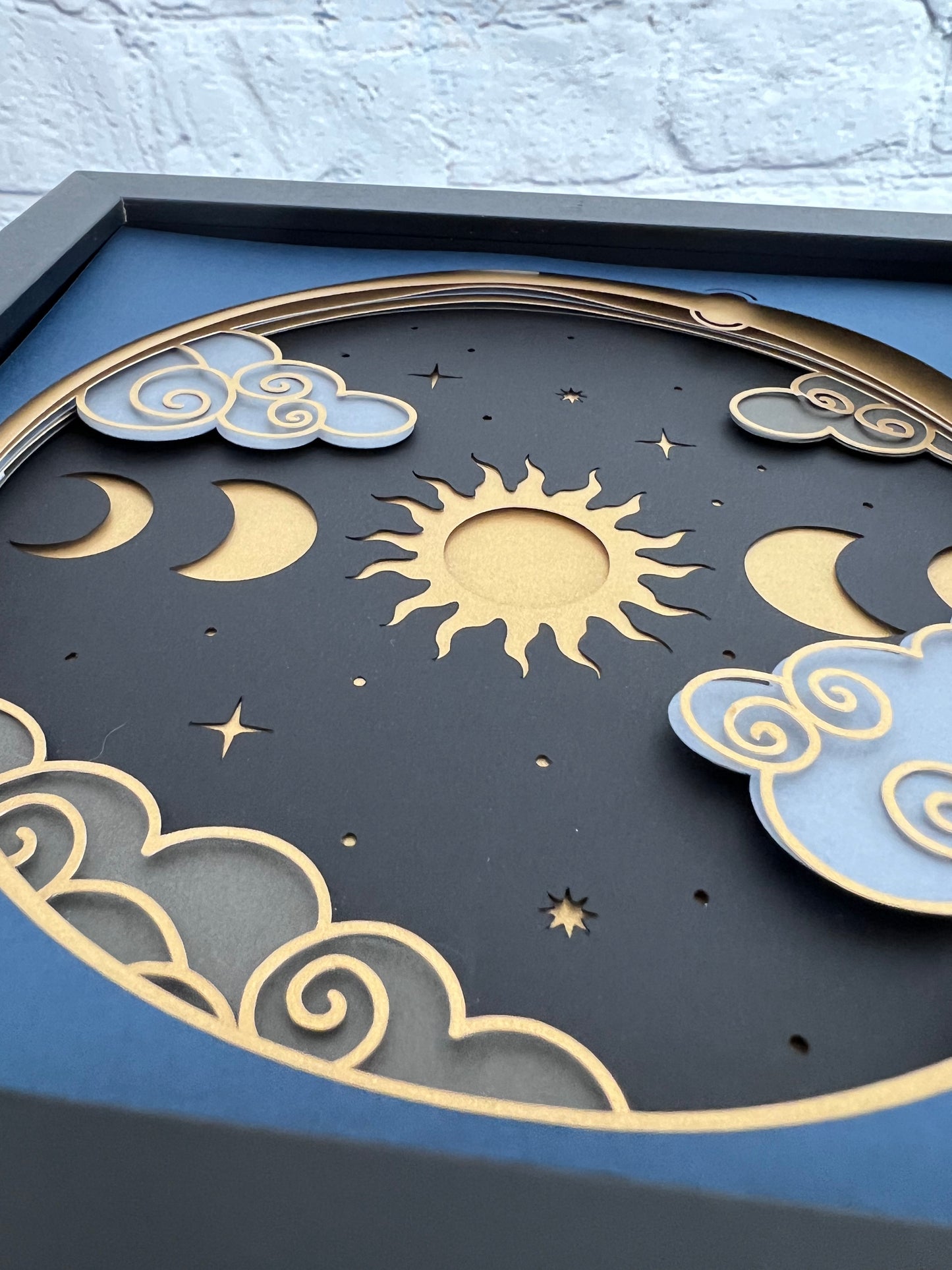 Celestial sky 3D paper art in a shadowbox