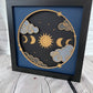 Celestial sky 3D paper art in a shadowbox