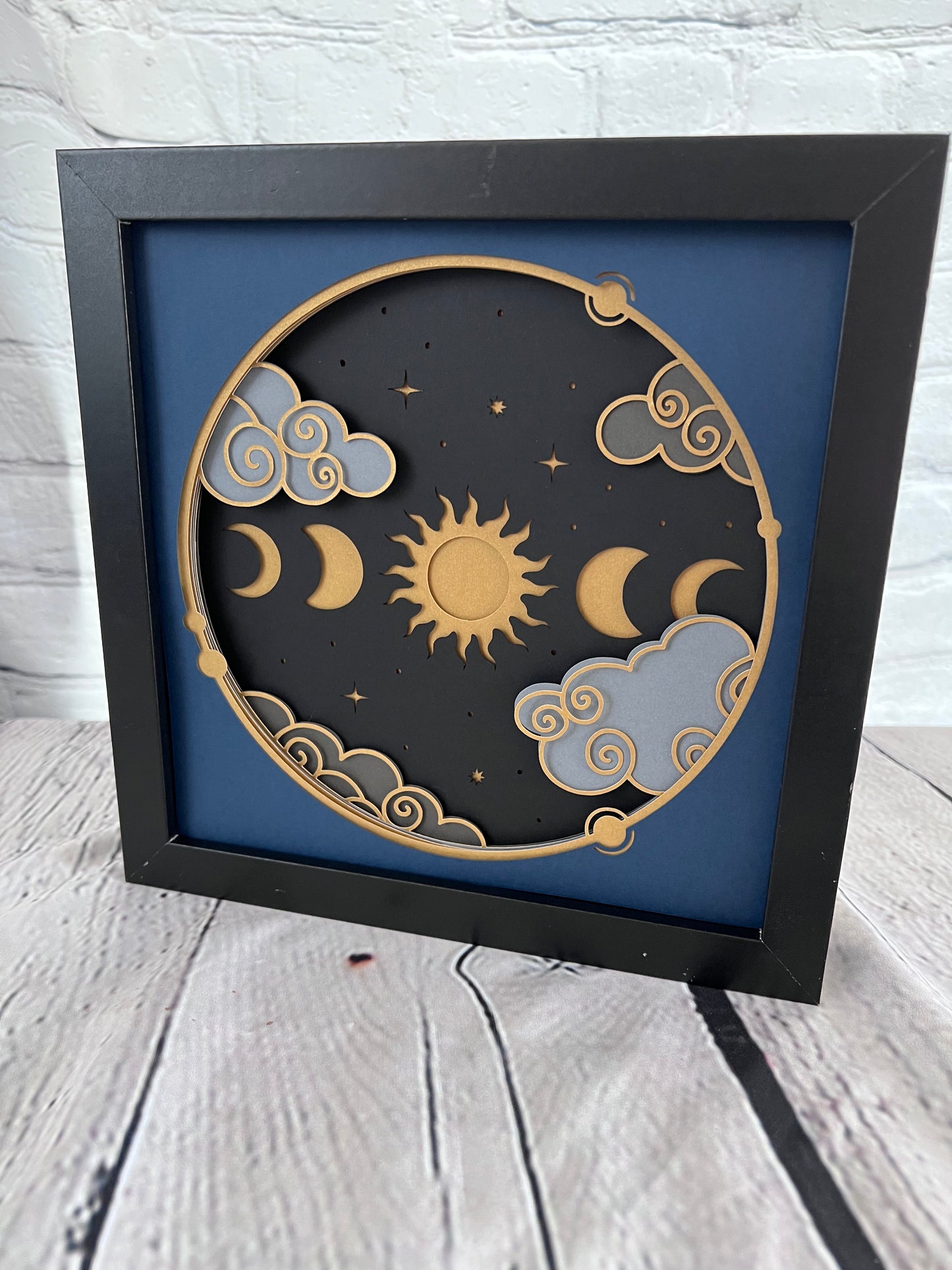 Celestial sky 3D paper art in a shadowbox